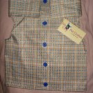 Medium size pet shirt / vest in a beige & brown plaid print - dd10