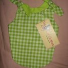 Small REVERSABLE Pet dress in green & white check print - dd01