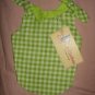Small REVERSABLE Pet dress in green & white check print - dd01