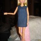 Short blue denim dress with yellow rose detail for Barbie Dolls - ed81