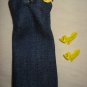 Short blue denim dress with yellow rose detail for Barbie Dolls - ed81
