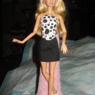 Black mini skirt & black and white polka dot halter top set - ed74