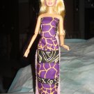 Purple & black ethnic animal print skirt, top and headband for Barbie - ed75