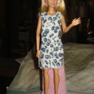 Blue and white floral short dress with lace for Barbie Dolls - ed70