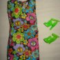 Short multi-colored floral and black dress for Barbie Dolls - ed68