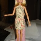 Beige floral skirt and halter top set for Barbie Dolls - ed61