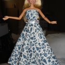 Blue and white floral formal for Silkstone Barbie Dolls - ed59