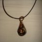 Clear glass genie bottle shaped necklace & earring set with gold and black swirls - eg10