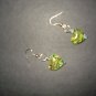 Yellow and green off-set puffed glass heart pendant and earring set - eg09
