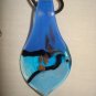 Blue & black glass teadrop necklace and earring set - eg01
