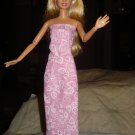 Pink leaf patterned long skirt and top set for Barbie Doll - ed52