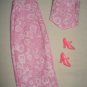 Pink leaf patterned long skirt and top set for Barbie Doll - ed52
