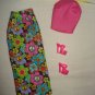 Long black floral skirt and pink halter top set for Barbie Dolls - ed51