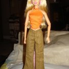 Brown striped pants and orange halter top set for Barbie Dolls - ed43