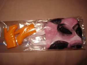 Orange calf length boots and pink and black tote bag for Barbie Dolls - NEW ea02