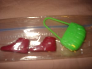 Red ankle length boots and lime green purse - NEW ea01