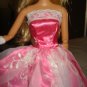Silkstone Barbie hot pink and white lace formal dress - ed35
