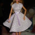 Circular skirt purple polka dot print dress for Barbie - ed14