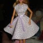 Circular skirt purple polka dot print dress for Barbie - ed14