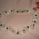 Handmade long white and round balck pearl 18-inch necklace - eg11