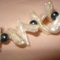 Handmade long white and round balck pearl 18-inch necklace - eg11