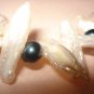 Handmade long white and round balck pearl 18-inch necklace - eg11