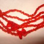 Red multi-strand hand beaded 18-inch necklace - eg14