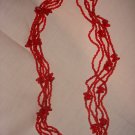 Red multi-strand hand beaded 18-inch necklace - eg14