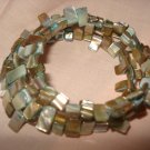 Abalone wrap bracelet in aqua and tan - eg19