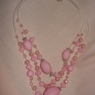 Beaded pink multi-strand 18-inch necklace - eg12
