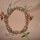 Silver stretch butterfly charm bracelet - eg16