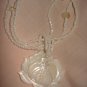 Pearl & hand carved Abalone shell Lotus blossom necklace - eg13