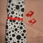 Dalmation black & white dress with red belt for Barbie Dolls - ed111