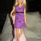 Short purple floral print dress for Barbie Dolls - ed121