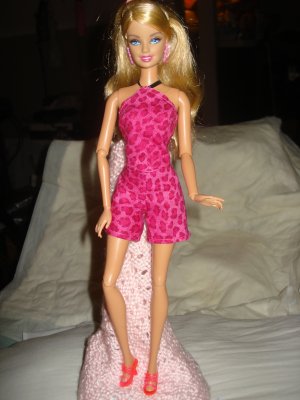 Short set in hot pink leopard print fabric for Barbie Dolls - ed122