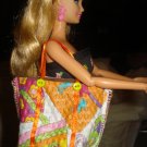 Tote bag / purse in a purse print material for Barbie Dolls - ed123