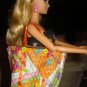 Tote bag / purse in a purse print material for Barbie Dolls - ed123