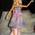 Strapless sundress in blue and pink paisley for Barbie Dolls - ed117