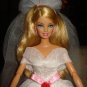 Beautiful Barbie wedding dress with pink sash, veil & shoes - ed109