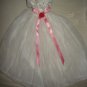 Beautiful Barbie wedding dress with pink sash, veil & shoes - ed109