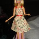 Red and black floral print sundress for Barbie Dolls - ed125
