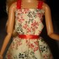 Red and black floral print sundress for Barbie Dolls - ed125
