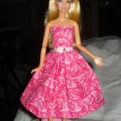 Bright pink swirl print semi-formal dress for Barbie Dolls - ed127
