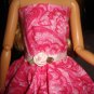Bright pink swirl print semi-formal dress for Barbie Dolls - ed127