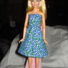 Royal blue geometric print sundress for Barbie Dolls - ed124