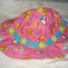 Baby / toddler hat in pink with butterfiels and flower trim- ekho1a