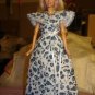 White & blue fruit print long wrap dress for your Barbie Dolls - ed133