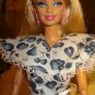 White & blue fruit print long wrap dress for your Barbie Dolls - ed133