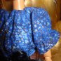 Blue and gold print easy on peasant dress for Barbie Dolls - ed134