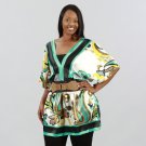 Women's Plus Size Belted Top With Paisley Print  size 1x- 3x